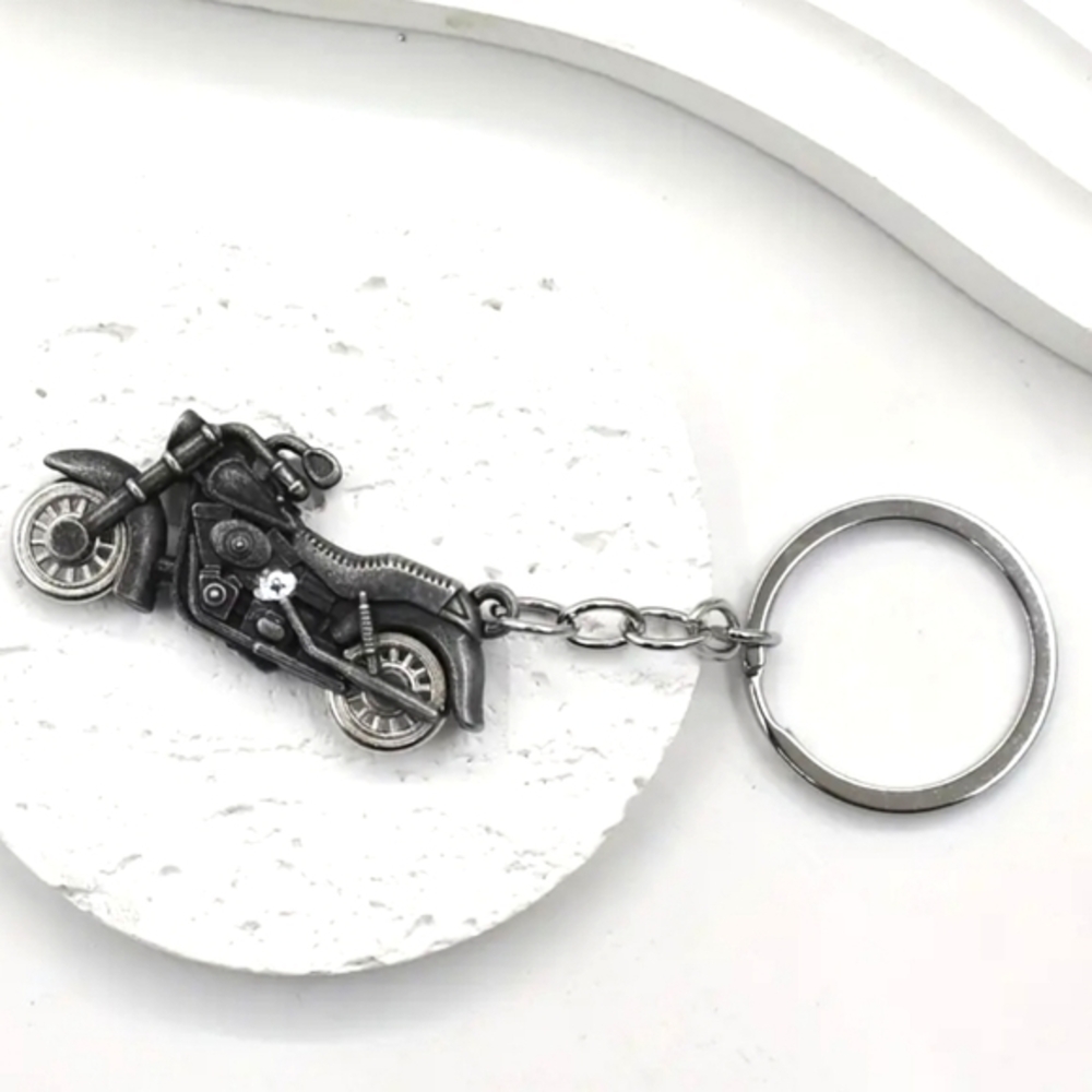 Metal Motorcycle‎ Charm Keychain NWT